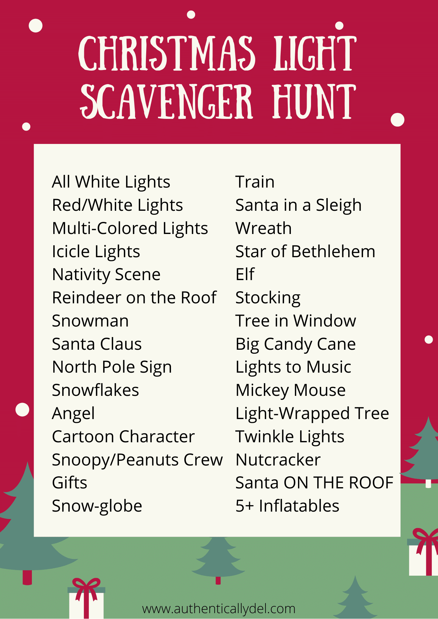 Christmas Light Scavenger Hunt (FREE Printable Included)