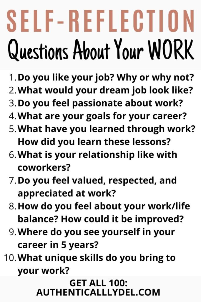 self reflection questions for your job