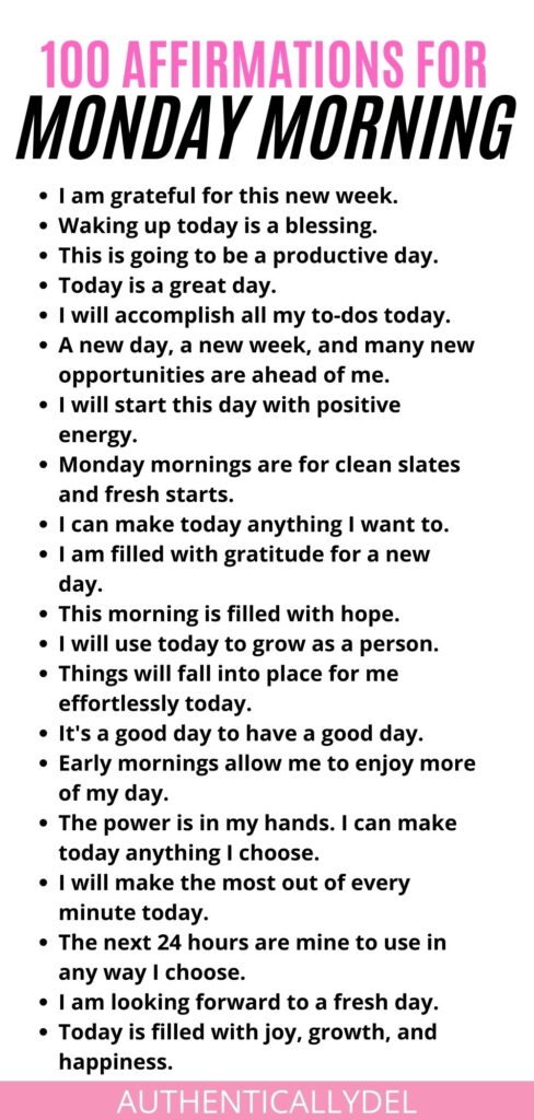 Affirmations for monday morning