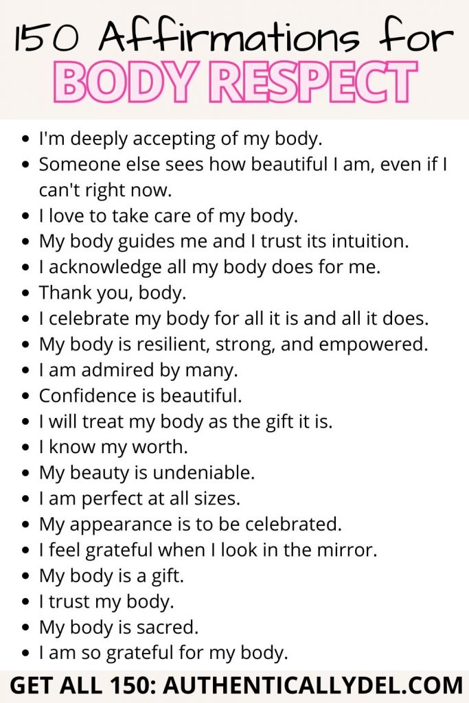 Positive Affirmations For Body Image Authentically Del