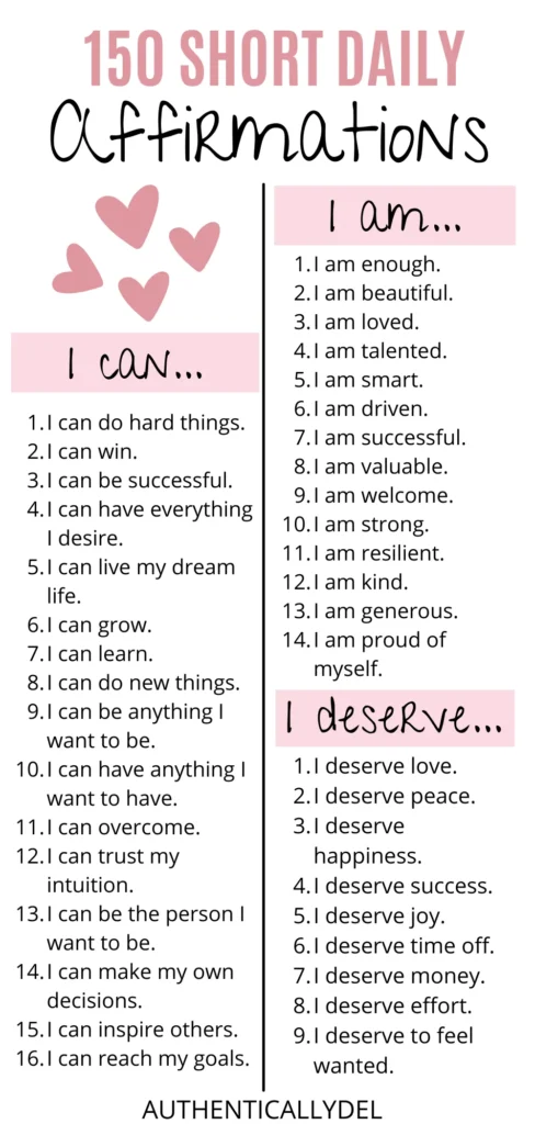 short affirmations to use everyday 