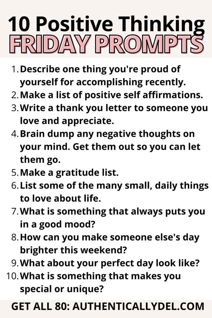 positive thinking Friday journal prompts for adults