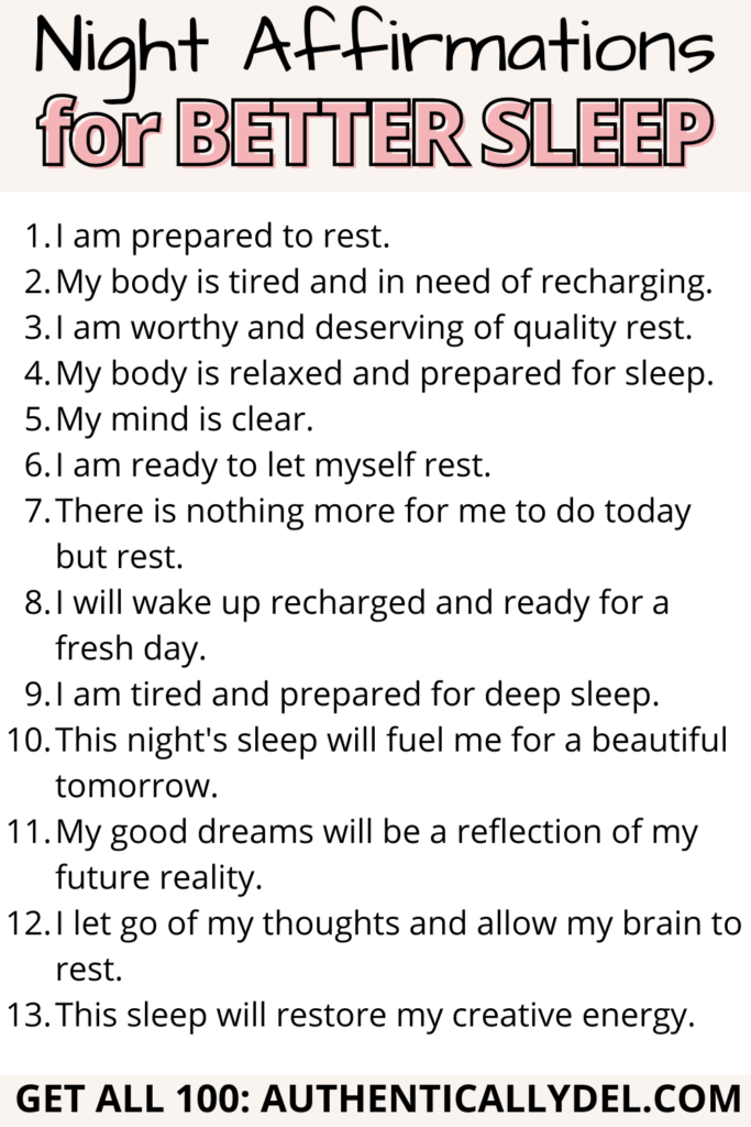 night affirmations before sleeping	