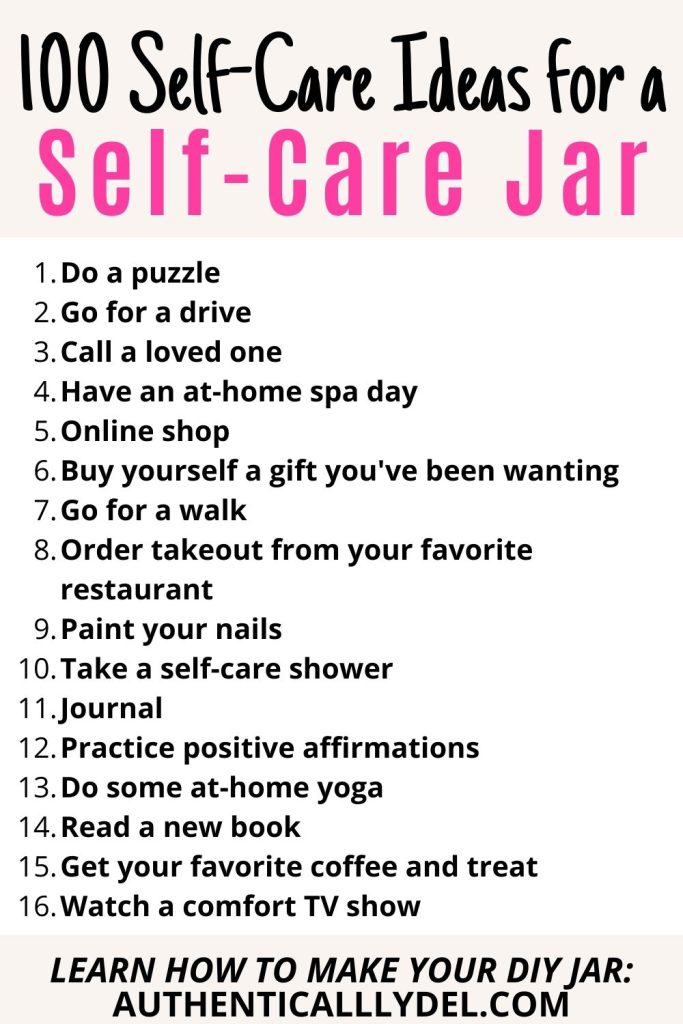 ideas for a self care jar 