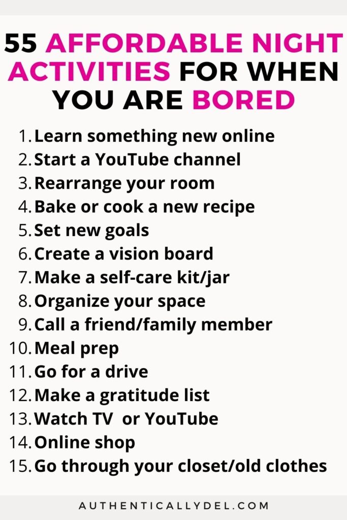 what to do when bored at night