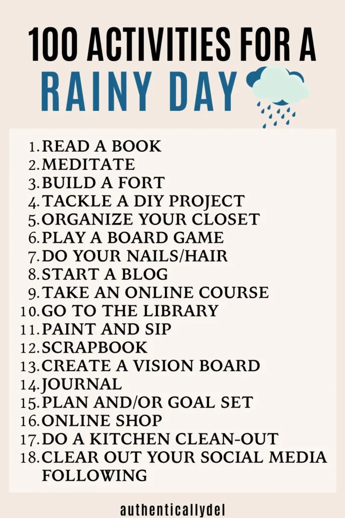 100 Things to Do on a Rainy Day for Adults - Authentically Del