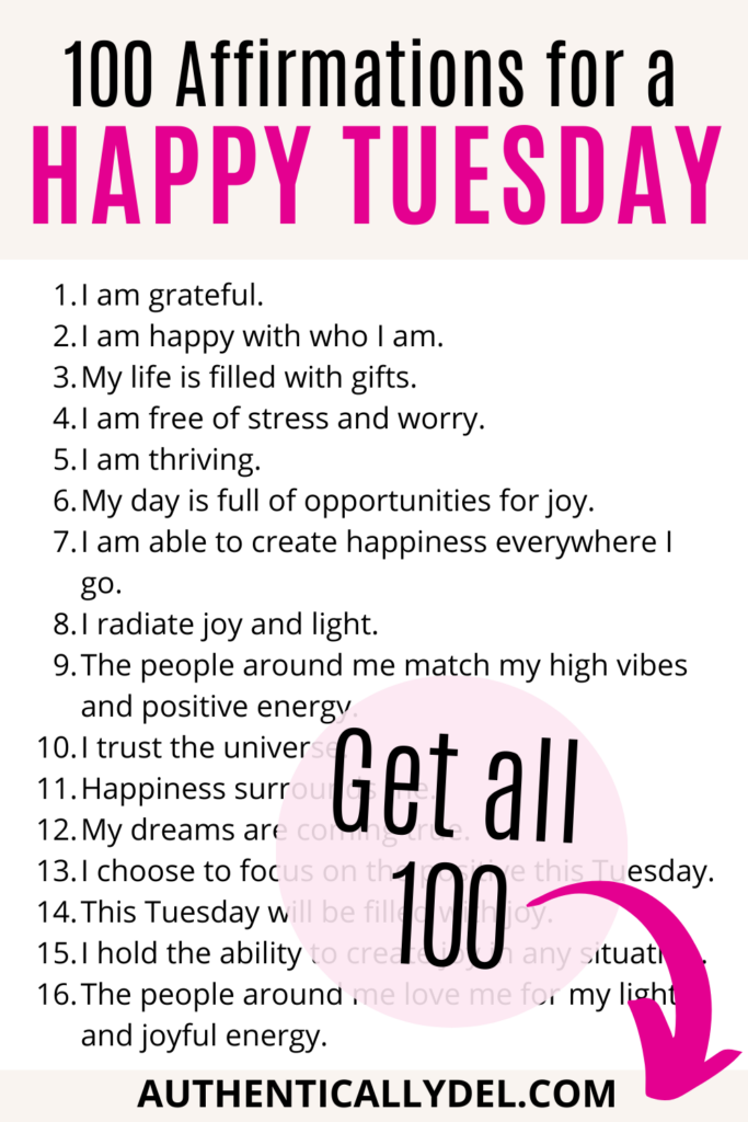 happy affirmations for Tuesday