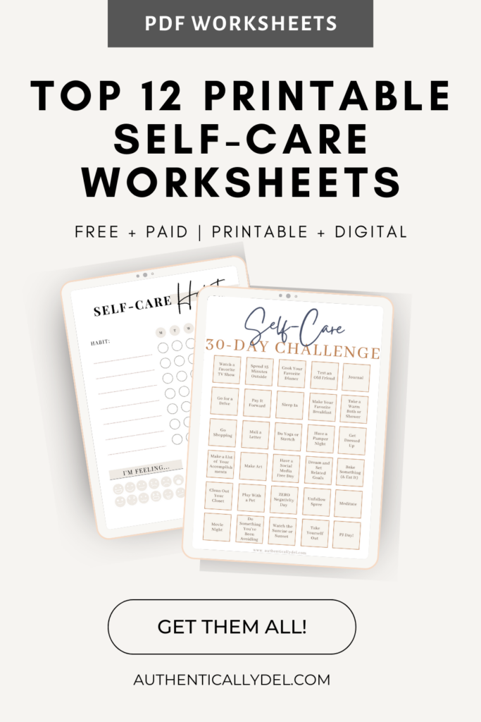 printable pdf self care worksheets for adults 