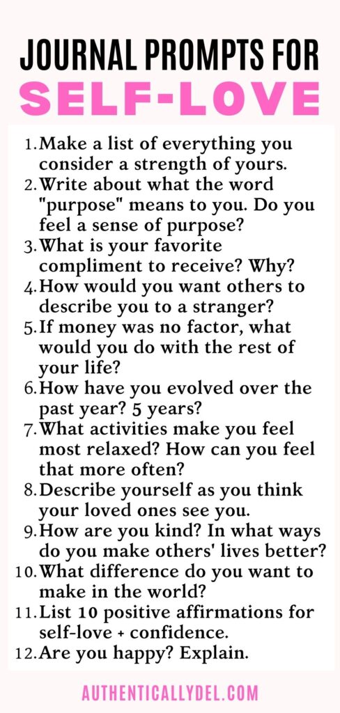 prompts for self love journaling