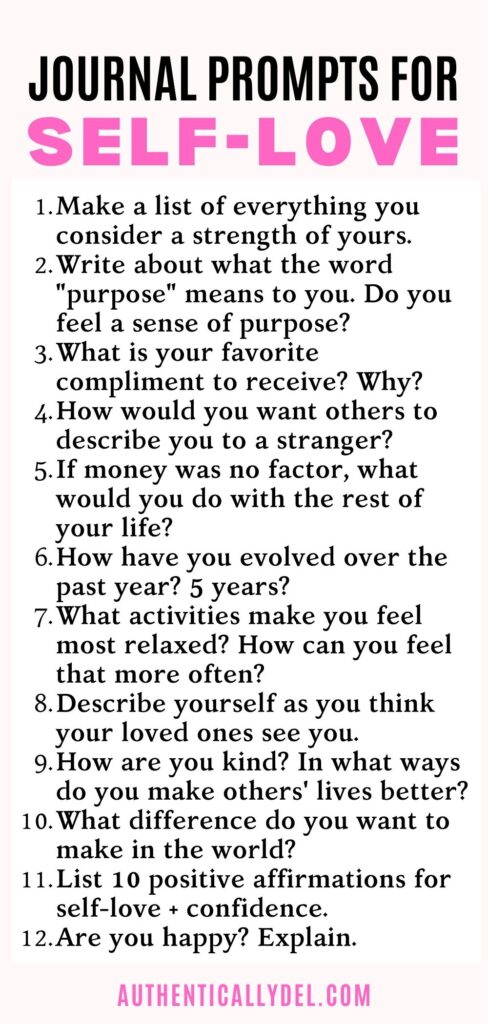 75 Self-Love Journal Prompts to Inspire Confidence - Authentically Del