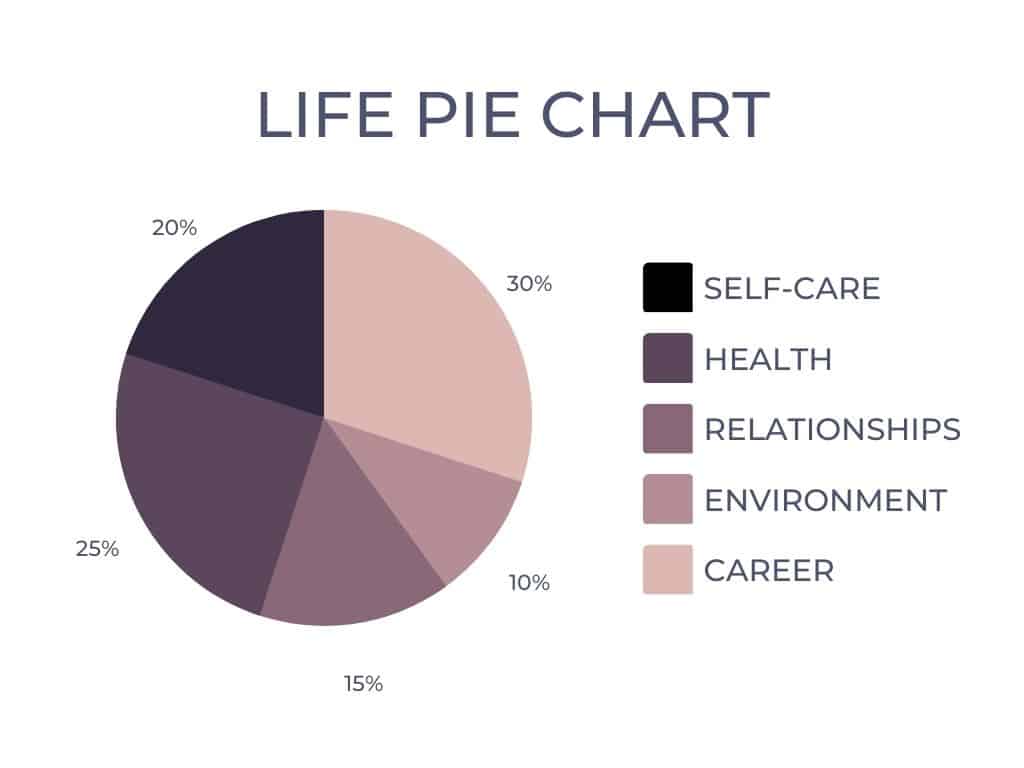 Life pie chart for weekly goal setting
