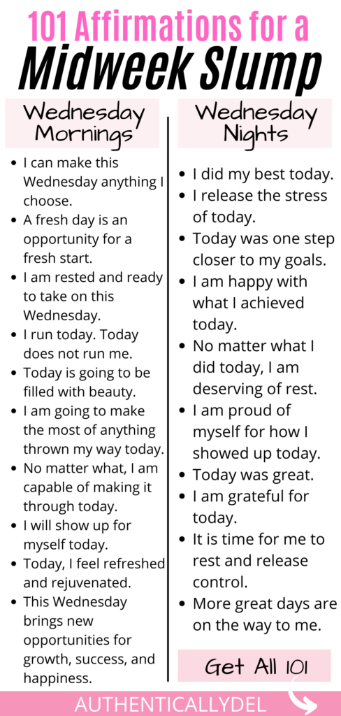 Wednesday Morning affirmations | Wednesday night affirmations