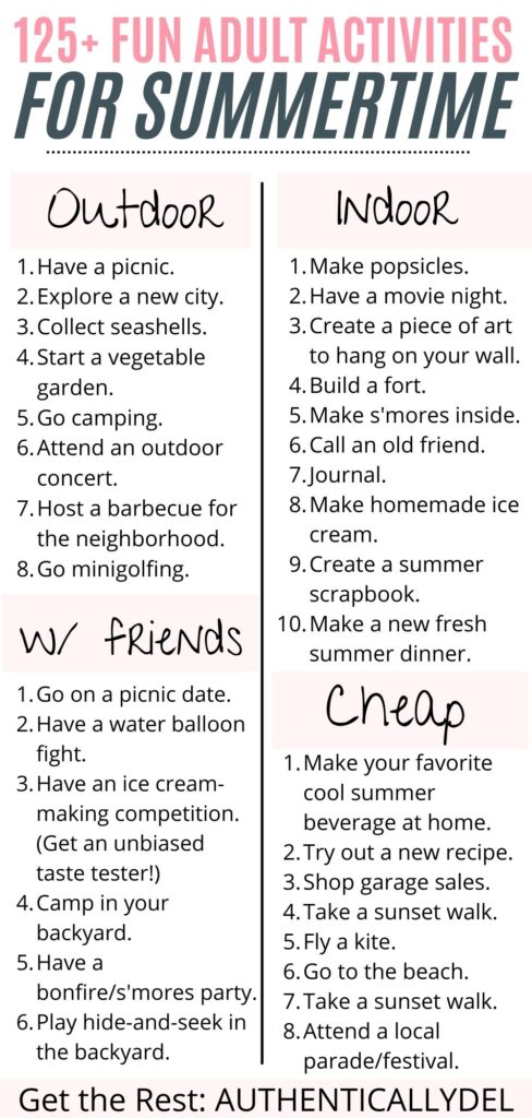fun summer activities for young adults