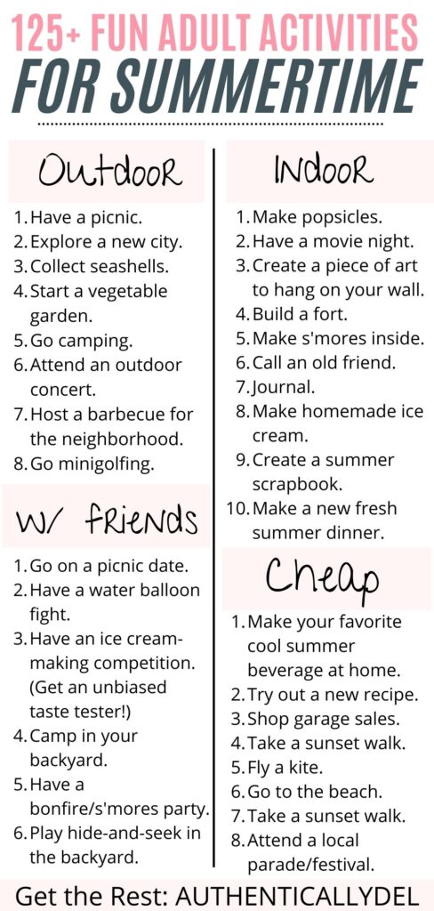 160 Fun Summer Activities for Adults (+ Free Printable) - Authentically Del