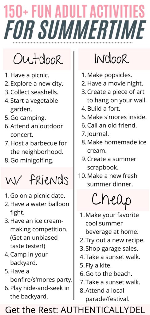 things to do in the summer for adults