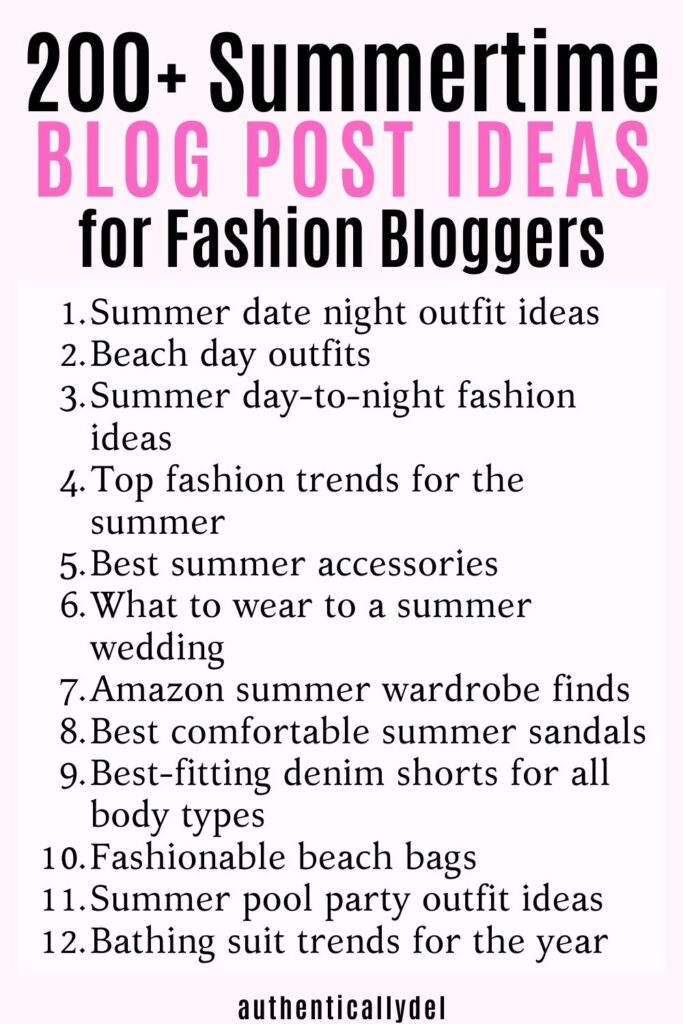 summer blog topics for fashion blogs