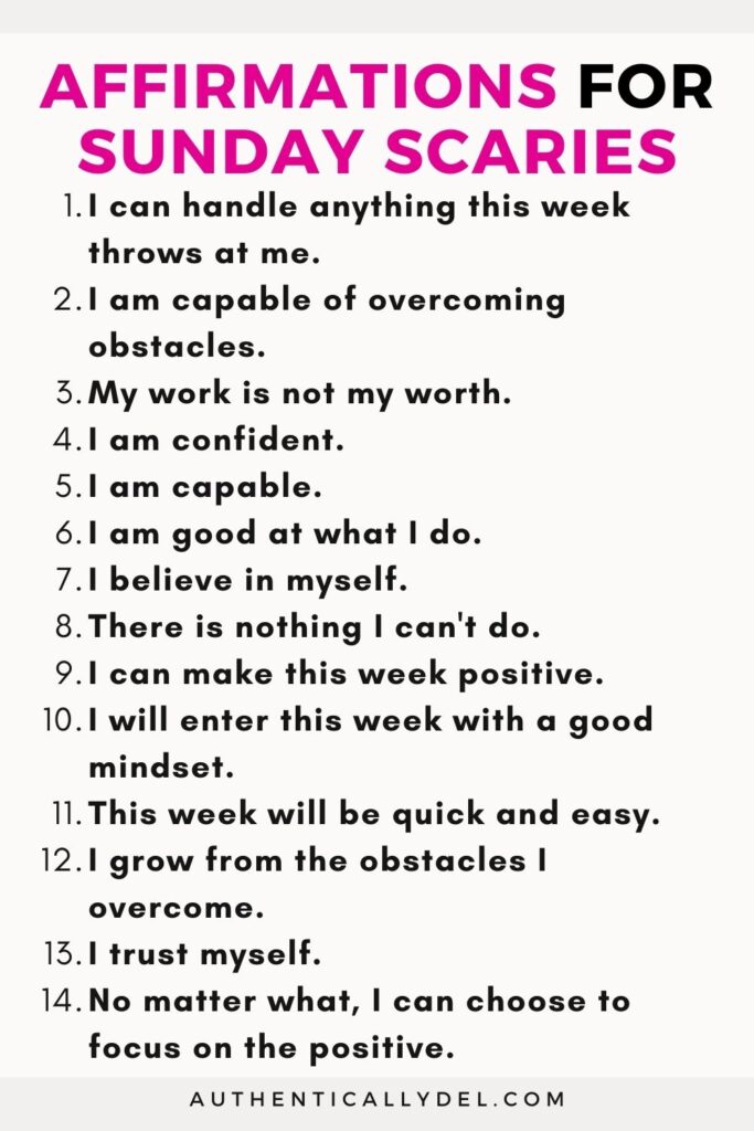 affirmations for sunday scaries