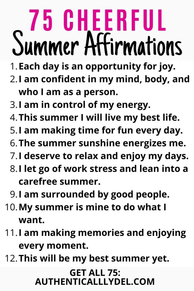 affirmations for a happy summer