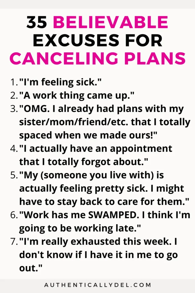 excuses to get out of plans