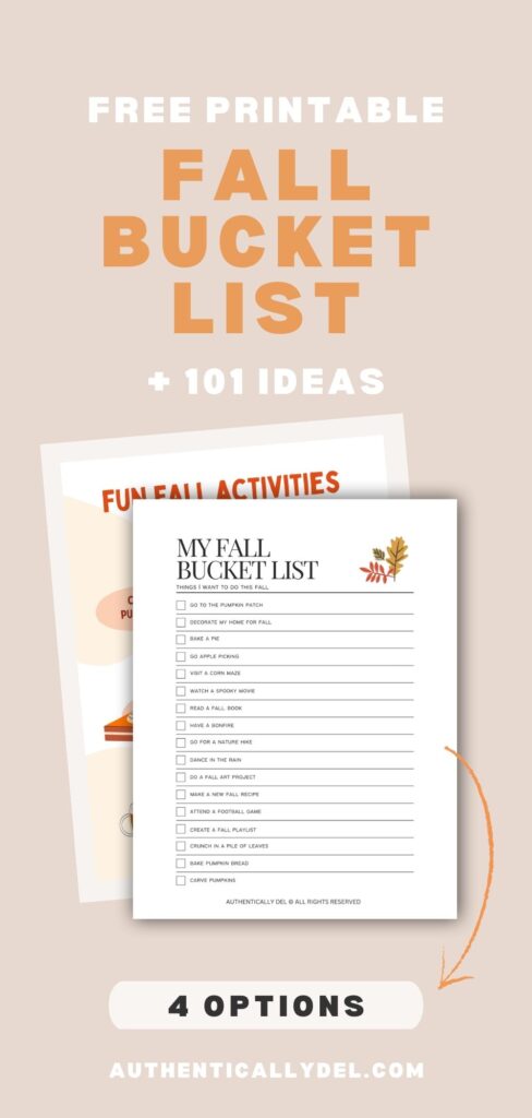 free printable fall bucket lists