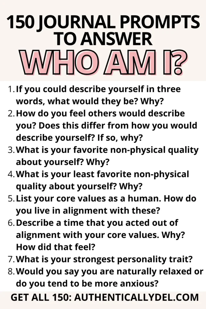 who am i? journal prompts