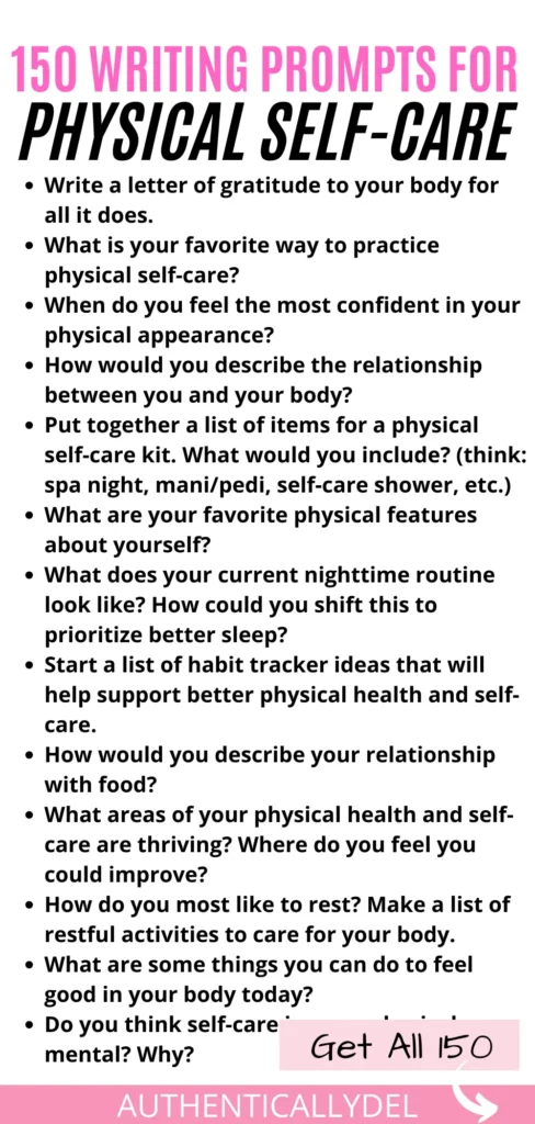 writing prompts for physical health and wellness