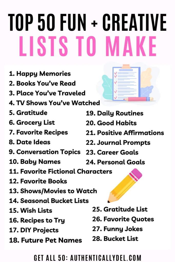 journaling prompts for making lists