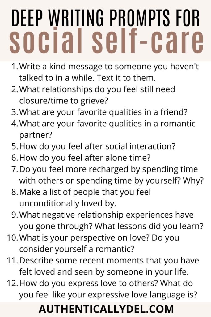 social self care reflection prompts